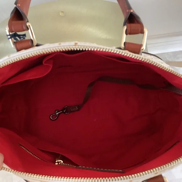 Dooney & Bourke Bone/White Ostrich Leather Dome Satchel Bag Purse Crossbody - Picture 16 of 16